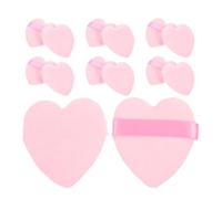 Angoily Borlas de Polvo Maquillaje 50 Piezas en Forma de Corazón, Esponja Flocada para Base y Polvos Sueltos, Color Rosa, Accesorios Cosméticos para Maquillaje Facial Profesional