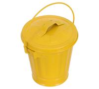 Angoily Bote de Basura Pequeño con Tapa Amarillo, Papelera Decorativa de Metal para Escritorio y Dormitorio, Contenedor de Residuos para Oficina, Almacenamiento Compacto y Funcional (11 X