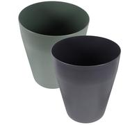 Angoily Bote de Basura Pequeño sin Tapa Ovalado, Plástico Resistente en Azul Oscuro y Verde Oscuro, Juego de 2 Unidades para Cocina, Baño y Oficina, Papeleras Prácticas y Fáciles