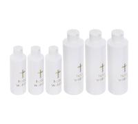 Angoily Botellas Religiosas de Plástico Cruz para Agua Sacramental, 6 Piezas (3 de 250 Ml y 3 de 118 Ml), Botellas Pequeñas Rellenables para Ceremonias de Pascua, Bautizo y Viajes