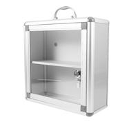 Angoily Botiquín de Pared para Almacenamiento de Medicamentos Caja Organizadora Doble Compartimento Caja de Medicina Comunitaria de Plástico Resistente Uso Doméstico y Público Montaje