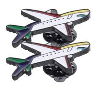 Angoily Broche de Avión Esmaltado de Aleación, 2 Piezas, Diseño Caricatura, Pin de Solapa Azul, Accesorio Unisex para Ropa Casual y Complementos de Viaje