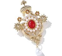 Angoily Broche de Perlas Vintage para Mujer, Alfiler Decorativo de Metal 7X4.2Cm, Accesorio para Ropa y Bolsos