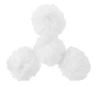 Angoily Broches de Pompones de Pelo Sintético Blanco para Ropa y Sombreros, 4 Piezas de 8 Cm, Corte Limpio y Fácil de Colocar para Manualidades DIY