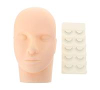 Angoily Cabeza de Maniquí de Silicona y Soporte para Práctica Fácil de Usar para Entrenamiento de Extensiones de Pestañas en Área de Peluquería y Masaje