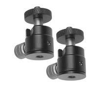 Angoily Cabezal Esférico de Aleación de Aluminio para Trípode 1/4, Adaptador Giratorio 360°, Mini Soporte de Cámara y Proyector, Uso Portátil, Paquete de 2 Piezas, Color Aluminio