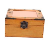Angoily Caja Baratijas Hechas a Mano Vitrina Vitrina Baúl De Recuerdo Cofre del Cofre De Té Almacenamiento De Joyas De Escritorio Organizador De Té Decoración del Baúl Madera