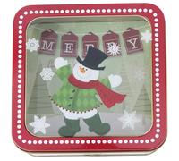 Angoily Caja Cuadrada de Hojalata Transparente para Dulces Navideños Decoración de Fiestas Resistente y Ligera 1 Unidad Adecuado para Navidad y Eventos Familiares