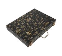 Angoily Caja de Almacenamiento para Mahjong de Madera Asa Portátil, Diseño Rectangular Estampado, Capacidad para Fichas de 5.0 Cm, Organizador Práctico para Juegos de Mesa y Viaje