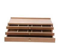 Angoily Caja de Almacenamiento para Pintura de Madera con Tres y Compartimentos Organizador Portátil Multifuncional para Acuarelas Óleos y Bolígrafos para Clases y Festivales de Arte