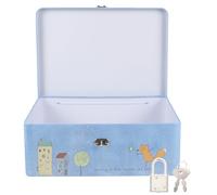 Angoily Caja de Almacenamiento Vintage de Hojalata con Candado y Llave Cofre Decorativo para Joyas y Recuerdos Caja Segura para Escritorio Grande Cierre Resistente