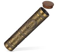 Angoily Caja de Cigarrillos Redonda de Aleación de Zinc Color Bronce Antiguo, Hermética E, Tubo Portátil para Viaje, Resistente Compresión y Compatible Cigarrillos Estándar