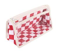 Angoily Caja de lápices de Tablero de ajedrez cartuchera Almacenamiento Bolso de Cosméticos Largo Caso School Bag maletin Escolar Bolsa de papelería práctica Estuche poliéster Rojo