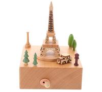 Angoily Caja de Música de Madera con Torre Eiffel Tallada Giratoria Tamaño Pequeño Niñas Decoración de Mesa para Cumpleaños y San Valentín Melodías Clásicas y Ambiente Festivo