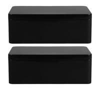 Angoily Cajas de Hojalata para Almacenamiento 2 Pcs Latas Decorativas para Té y Dulces Caja de Recuerdos de Boda con Cierre Hermético Vacía para Guardar Dinero y Objetos Color Negro Ónix