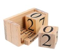 Angoily Calendario Perpetuo de Madera para Oficina, Calendario de Sobremesa Pequeño en Color Natural, Bloques Ajustables para Fecha y Mes, Decoración Vintage Funcional para Escritorio