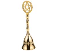 Angoily Campana de Mano Campana Manual de Ceremonia del Tarot Metálica Pentagrama de Latón Amarillo Sonido Fuerte para Altar y Restaurante para Cocina y Recepción