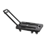 Angoily Carrito para Transporte Multiusos Negro Ruedas Silenciosas Plegable de Oficina de Doble Cojinete, Chasis Escalable y Palanca Giratoria en Interiores y Exteriores