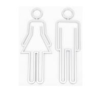 Angoily Cartel de Señalización para Baño Hombre y Mujer de Abs Color Plata Diseño Simple y Fácil de Usar para Identificación y Guía en Aseos Públicos