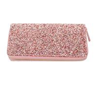 Angoily Cartera de Moda para Mujer Cremallera, Larga Tamaño 2 Rosa, Material PU y Poliéster, Billetera Portátil Brillante para Uso Diario, Viaje y Compras