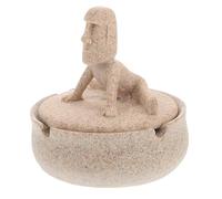 Angoily Cenicero Creativo de Resina con Tapa Resistente al Viento, Diseño Yoga Piedra, Fácil de Limpiar, Adecuado para Sala y Estudio Hogar u Oficina