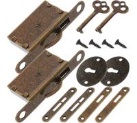 Angoily Cerraduras para Joyero 2 Juegos Llaves Antiguas, Cerraduras Ocultas para Cajas de Madera y Armarios, Diseño Retro para Cajas de Obsequio