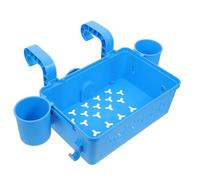 Angoily Cesta de Almacenamiento Colgante para Piscina, Soporte Desmontable de Plástico Azul Portavasos, Organizador para Toallas y Accesorios de Exterior, Adecuado para Uso al Aire Libre