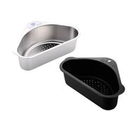 Angoily Cesto Escurridor de Esquina Triangular de Acero Inoxidable Colador Multifuncional para Fregadero de Cocina Filtro de Residuos y Soporte de Esponjas Organizador para Frutas y