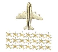 Angoily Chinchetas de Empuje Decorativas Tamaño Pequeño 30 Unidades Metálicas Doradas en Forma de Avión para Tablones de Anuncios Uso Escolar Oficina y Hogar