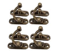 Angoily Cierre de Brazo Oscilante Vintage Grande 38x44 Mm de Aleación de Zinc Gancho Derecho Tono Bronce Antiguo, Pestillo para Muebles, Joyero y Caja de Herramientas, Incluye 4 Piezas