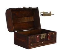 Angoily Cofre del Pirata de Madera Vintage Cerradura y Almacenamiento Multipropósito, Caja Decorativa Rectangular Hecha a Mano Adecuado para Decoración y Organización Estilo