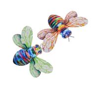 Angoily Colgantes de Abeja de Hierro Forjado 2 Piezas Alas Verdes y Naranjas Decoración de Pared para Jardín Patio y Terraza Arte Metálico para Colgar Decoración Colorida y Resistente