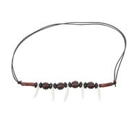 Angoily Collar Tribal Ajustable para Hombre Cuentas de Acrílico, Diseño de Colmillo Blanco, Ligero y Resistente, Collar Étnico Adecuado para Playa, Surf y Uso Diario