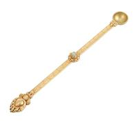 Angoily Cuchara Hawaiana Artesanal de Latón Puro Incrustaciones de Colores Tamaño Mediano para Verter Ghee en Lámparas de Mantequilla Herramienta Multifuncional para Uso Tibetano y