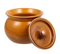 Angoily Cuenco de Cerámica para Guisar de 400 Ml Color Marrón Olla para Sopa Tapa Resistente a Cambios de Temperatura Apto para Hogar Restaurantes y Cocina Profesional