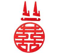 Angoily Decoración de Boda China Símbolo Doble Felicidad Fieltro Rojo para Decoración de Habitaciones Nupciales Adorno Tradicional Chino para Año Chino y Fiestas de Mesa Elegante