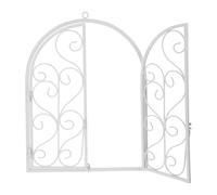 Angoily Decoración de Pared Marco de Ventana Rústico de Hierro 37X30 CM Arte Mural Estilo Casa de Campo para Jardín Terraza y Sala de Estar Ventana Decorativa Resistente para