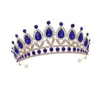 Angoily Delicada para Novia Gemas de Imitación Azul Real Tocado Vintage Semicírculo para Bodas y Fiestas Accesorio Elegante para Vestido de Novia Tiara de Reina