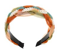 Angoily Diadema Ancha Trenzada de Gasa Perlas para Mujer, Diseño Elegante y Antideslizante, Adecuado para Bodas y Fiestas