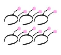 Angoily Diadema Bolas de Pelo 6 Unidades Tamaño Único Diseño de Mariquita y Abeja para Niñas Fiesta y Cosplay Accesorio Cabeza Peludo Rosa