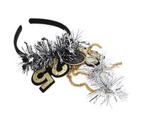 Angoily Diadema de Feliz Año 2025 Diseño de Reloj Negro y Dorado Diadema Brillante para Fiestas de Nochevieja Accesorios para Cabeza Purpurina para Adultos