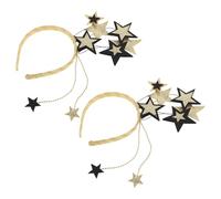Angoily Diadema de Fiesta 2 Piezas Lentejuelas Doradas y Estrellas Brillantes Diademas Navideñas para Niñas Accesorio de Cabello Negro Diseño de Luna y Estrella Adecuado para