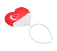 Angoily Diadema Diseño de Bandera de Singapur, Accesorio Cabeza en Forma de Corazón, Diadema para Eventos Deportivos y Fiestas Temáticas de Fútbol, Color Rojo y Claro
