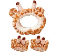 Angoily Diadema y Pulsera de Felpa Diseño de Jirafa para Lavado Facial y Spa Set Creativo de Accesorios para Maquillaje y Cuidado Piel Color Marrón Tamaño Único Cómodo y Flexible para