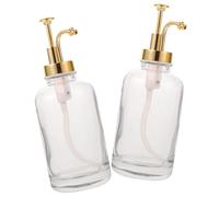 Angoily Dispensador de Bomba para Jarabe de 500ml en Vidrio y Acero Inoxidable, Set de 2 Piezas Diseño Único, Fácil de Usar y Evita Desperdicios para Cocina y Cafetería