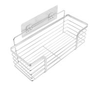 Angoily Estante de Almacenamiento de Pared sin Perforaciones 25 CM Acero Inoxidable 304 para Baño y Cocina Estante Pequeño con Barandilla Alta Plateado Organizador Práctico para