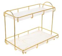 Angoily Estante de Almacenamiento para Encimera de Baño, Organizador de Cosméticos de 2 Niveles, Mediano, de Hierro Color Blanco, Soporte para Cremas y Artículos de Tocador, Adecuado