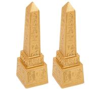Angoily Estatua Torre Egipcia en Resina Dorada de 2piezas Efecto Ornamental y Resistencia al Desgaste para Decoración Egipcia en Escritorio y Hogar Papiro Egipcio