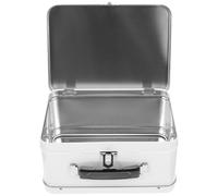 Angoily Estuche de Hojalata con Cerradura de Metal Organizador de Escritorio Vintage Caja de Almacenamiento 205X150X100 MM Caja para Joyas Monedas y Recuerdos Blanca