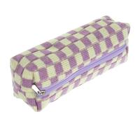 Angoily Estuche Organizador De Papelería Cremallera para Adolescentes, Diseño a Cuadros Morado, Gran Capacidad, Multifuncional, para Escuela y Oficina, Uso Diario, Regreso a Clases